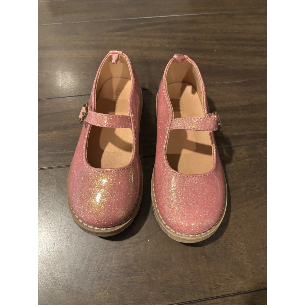 Old Navy Girls Pink Metallic Glitter Chunky Mary Jane Shoes Size 11 S/510605-00